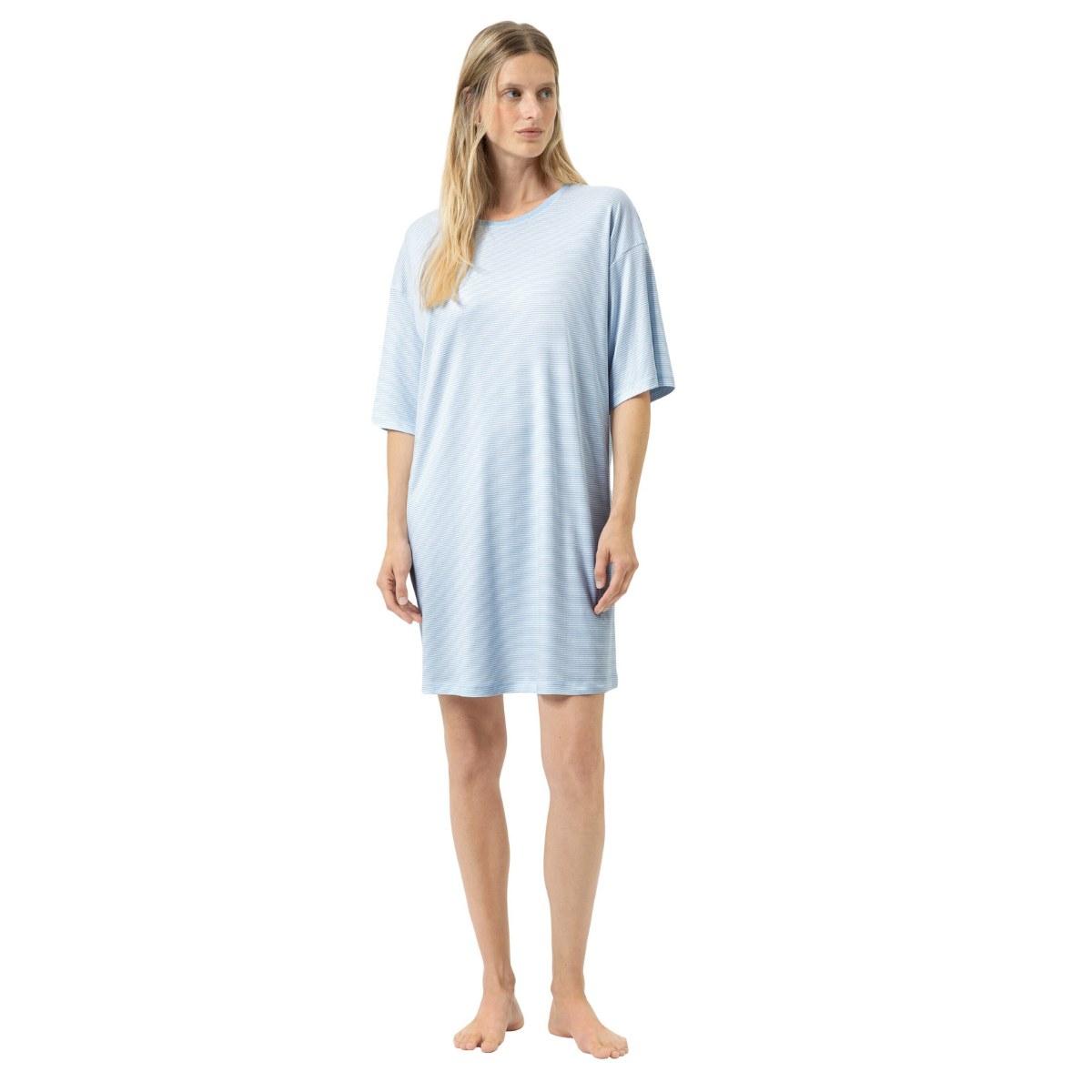 Mey Simple Stripes natkjole, lyseblå - 1230132 - 1113 - Alice Blue