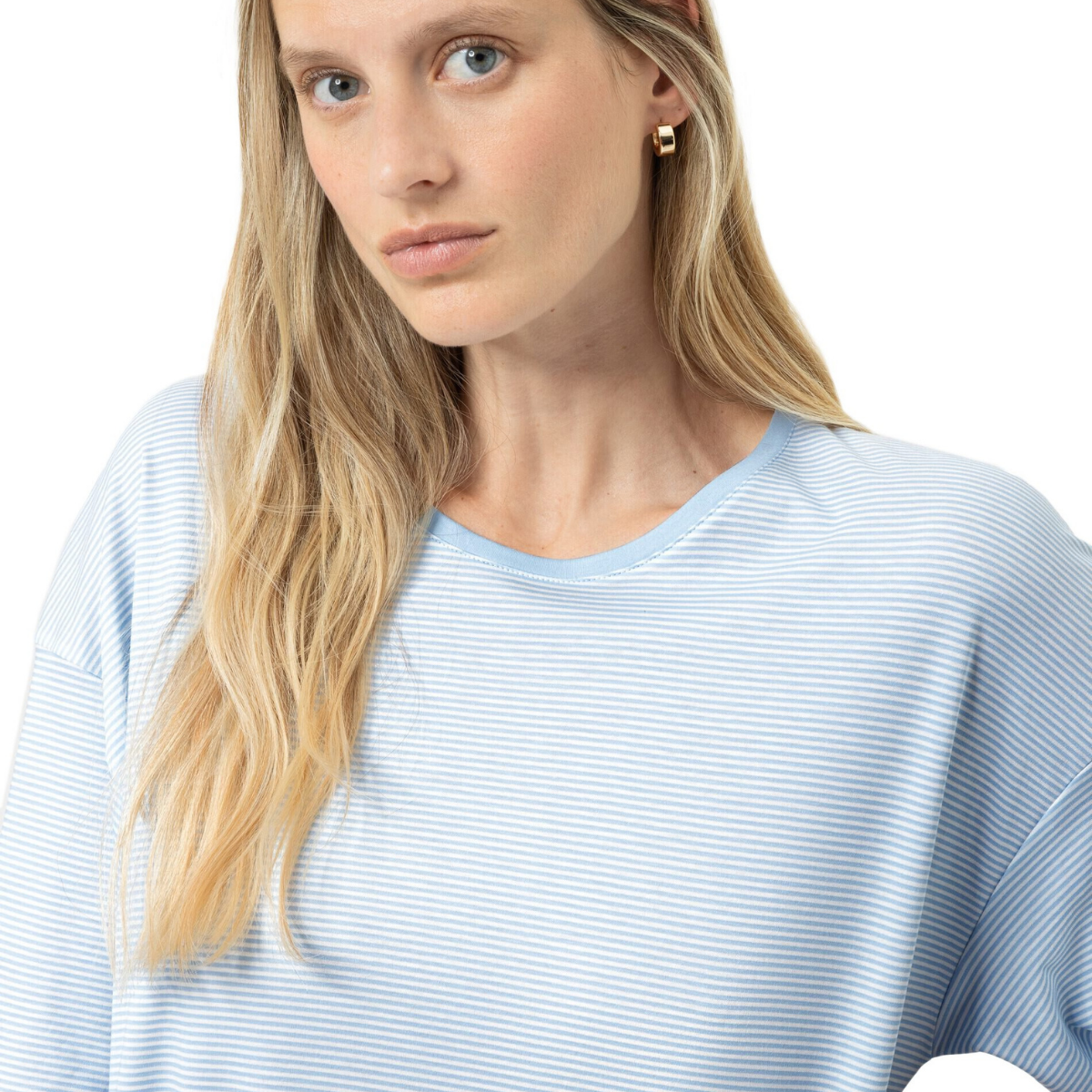 Mey Simple Stripes natkjole, lyseblå - 1230132 - 1113 - Alice Blue