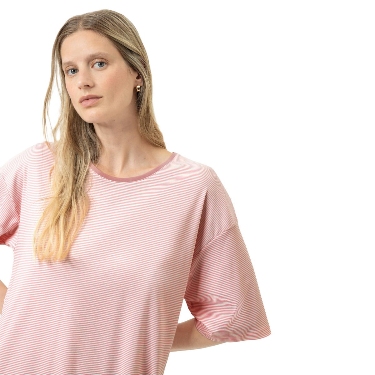 Mey Simple Stripes natkjole, lyserød - 1230132 - 1114 - Bridal Rose