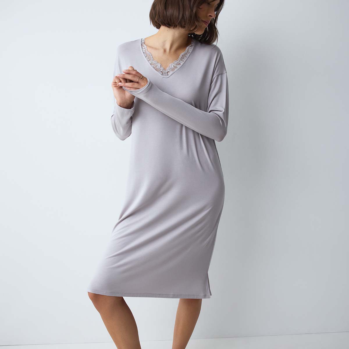Triumph Timeless Sensuality natkjole, grå - 10221120 - 7816 - Silent Grey