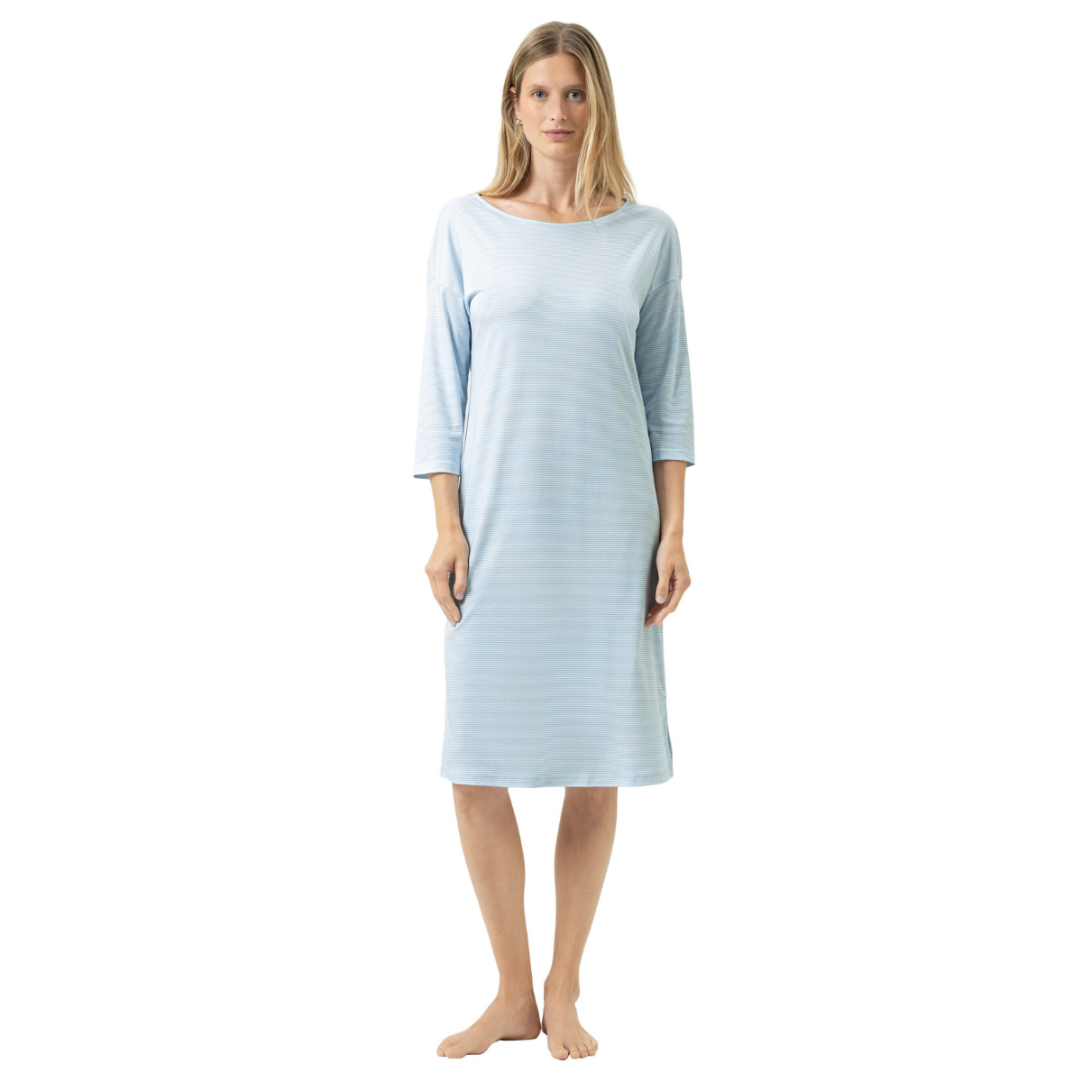 Mey Simple Stripes nattrøje, lyseblå - 1230133 - 1113 - Alice Blue