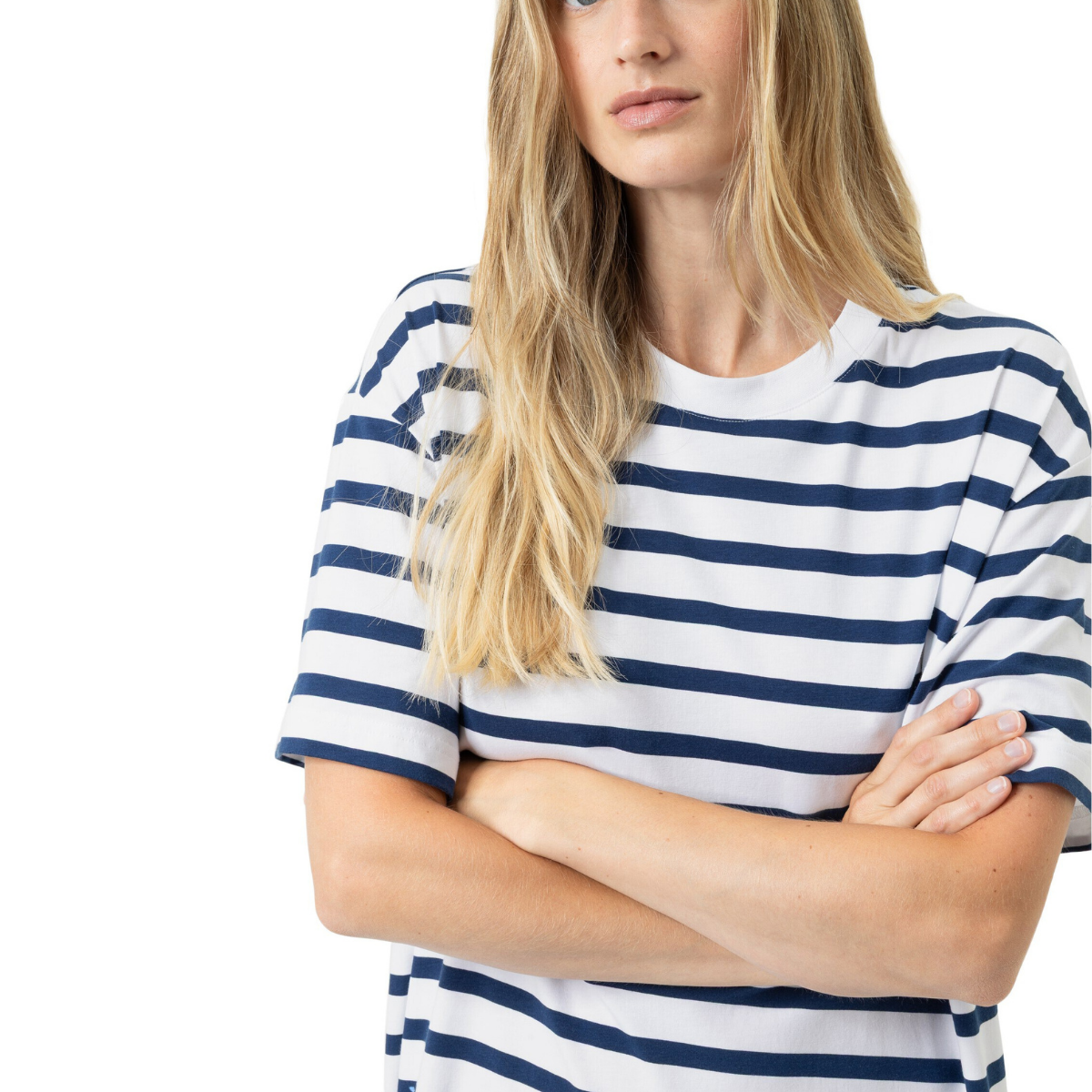 Mey Breezy Stripes t-shirt, hvid - 1230136 - 1768 - Blue Zodiac