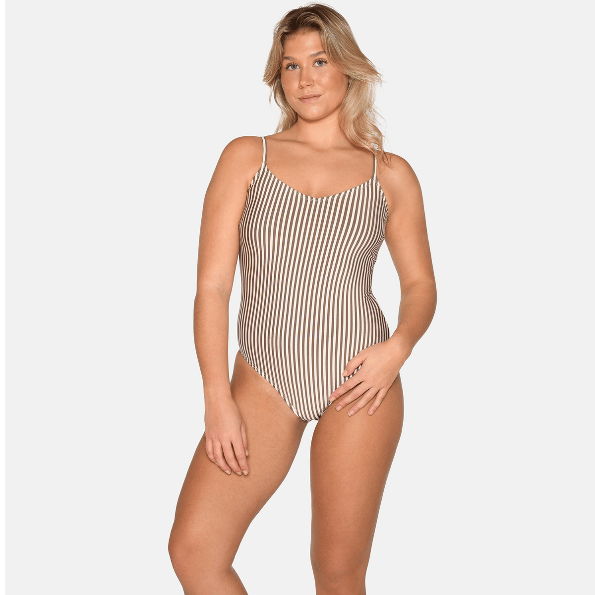 CCDK Brielle badedragt uden bøjle, beige - 65023 - 8032 - Chocolate Chip Stripe