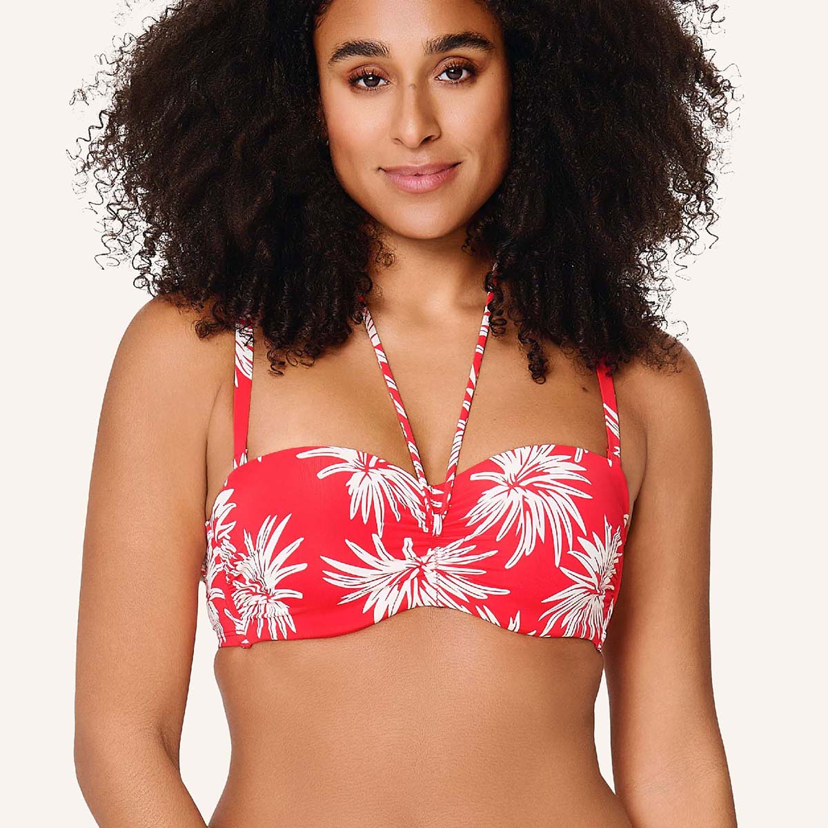 LingaDore Fresh Flowers bikini top med bøjle, rød - 8203BC - 343 - Leaf Stripe