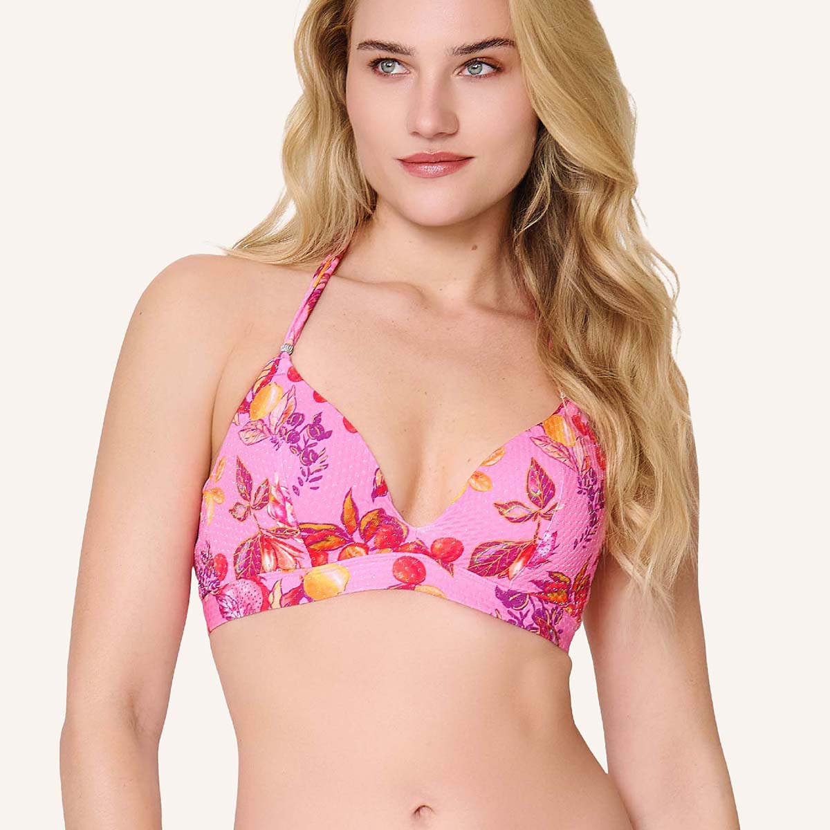 LingaDore Pink Paradise bikini top med bøjle, lyserød - 8212TB - 349 - Tropical Fruit