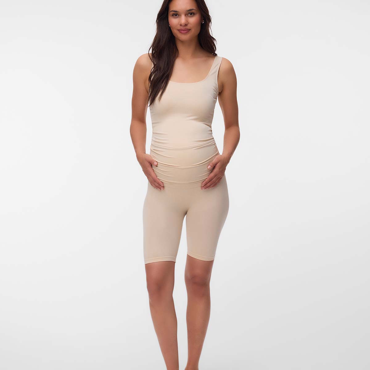 Mamalicious MLtia Jeanne gravidtetsshorts, beige - 20011101 - Mellow Buff - Mellow Buff